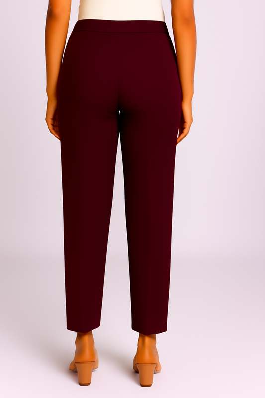 Dark Wine Women's Solid Cotton Lycra Kurti Pant