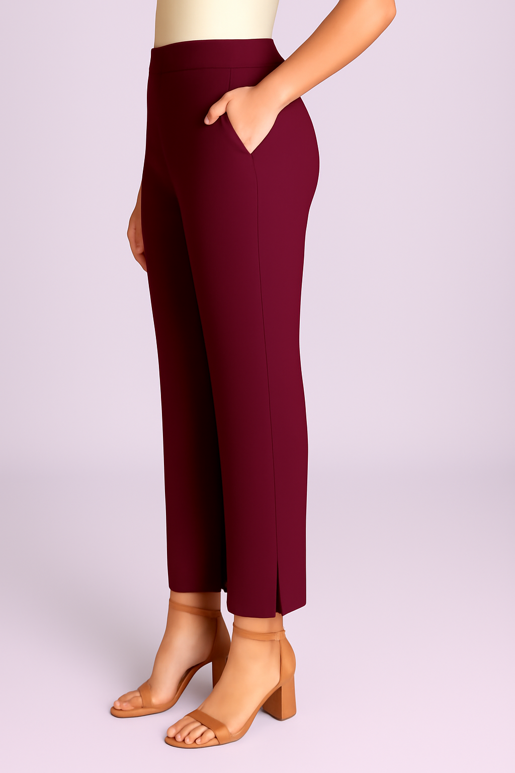 Wine Women's Solid Cotton Lycra Kurti Pant