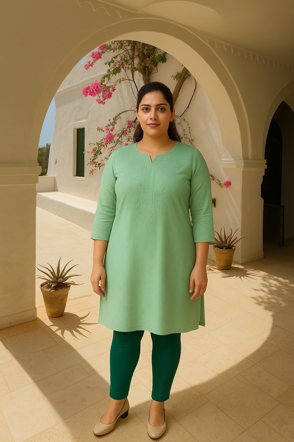 Teal Women's Ankle Length Plus Size Stretchable Cotton Lycra Leggings