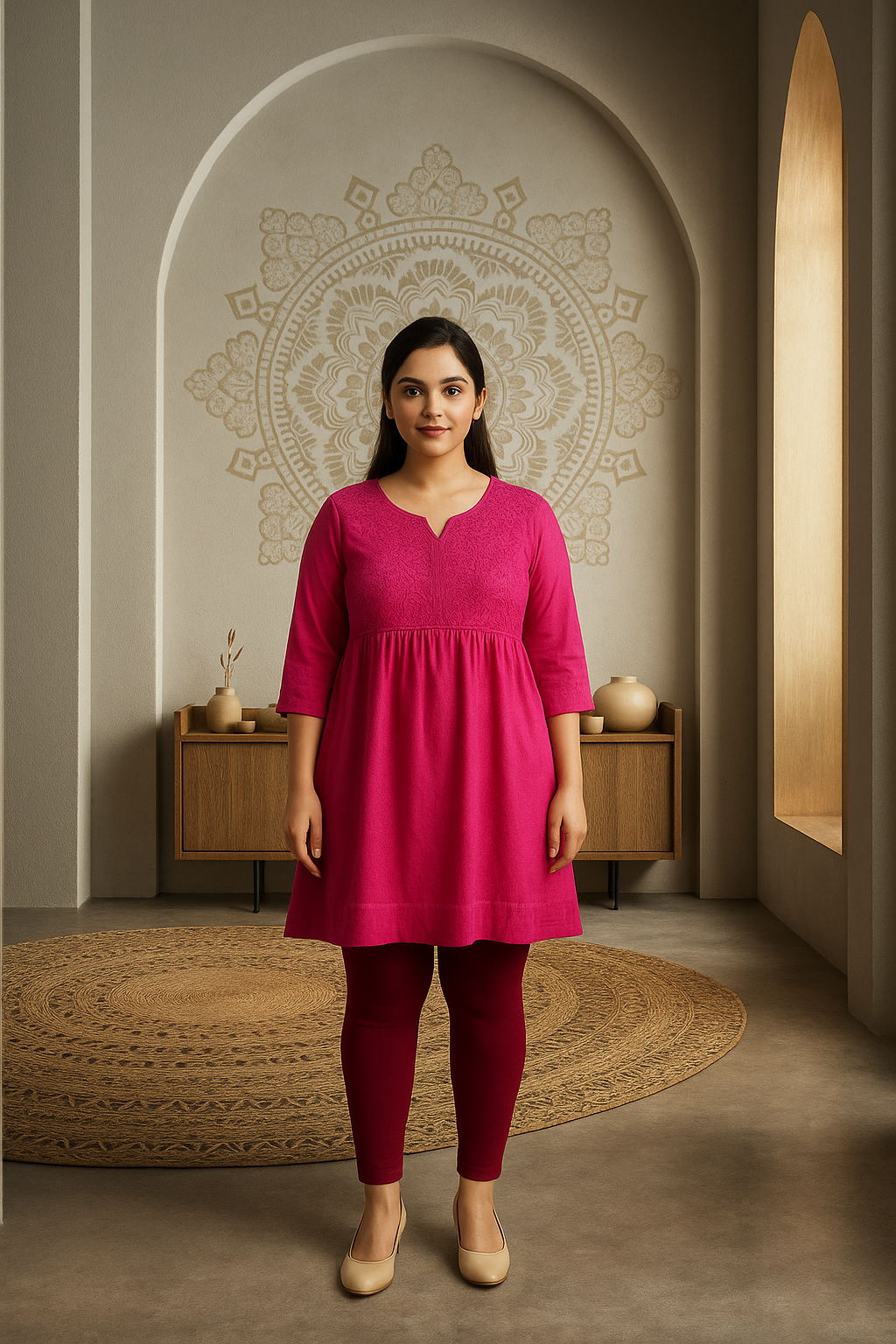 Light Maroon Women's Ankle Length Plus Size Stretchable Cotton Lycra Leggings