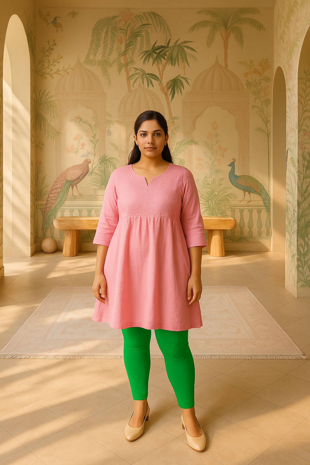 Emerald Green Women's Ankle Length Plus Size Stretchable Cotton Lycra Leggings