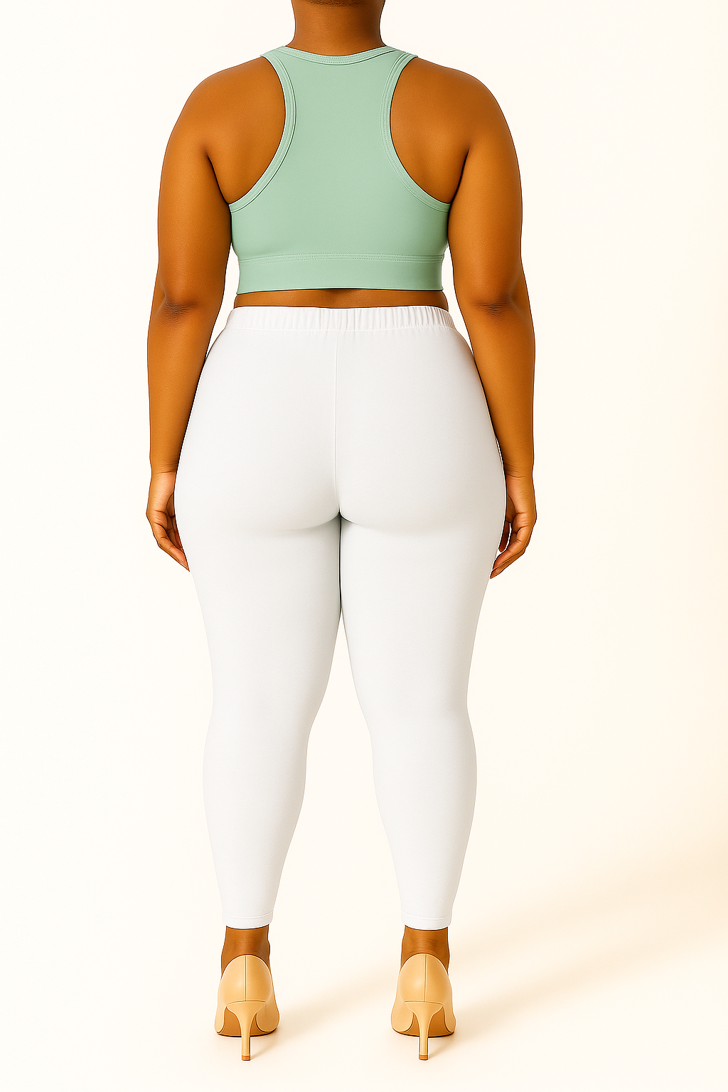 White Women's Ankle Length Plus Size Stretchable Cotton Lycra Leggings