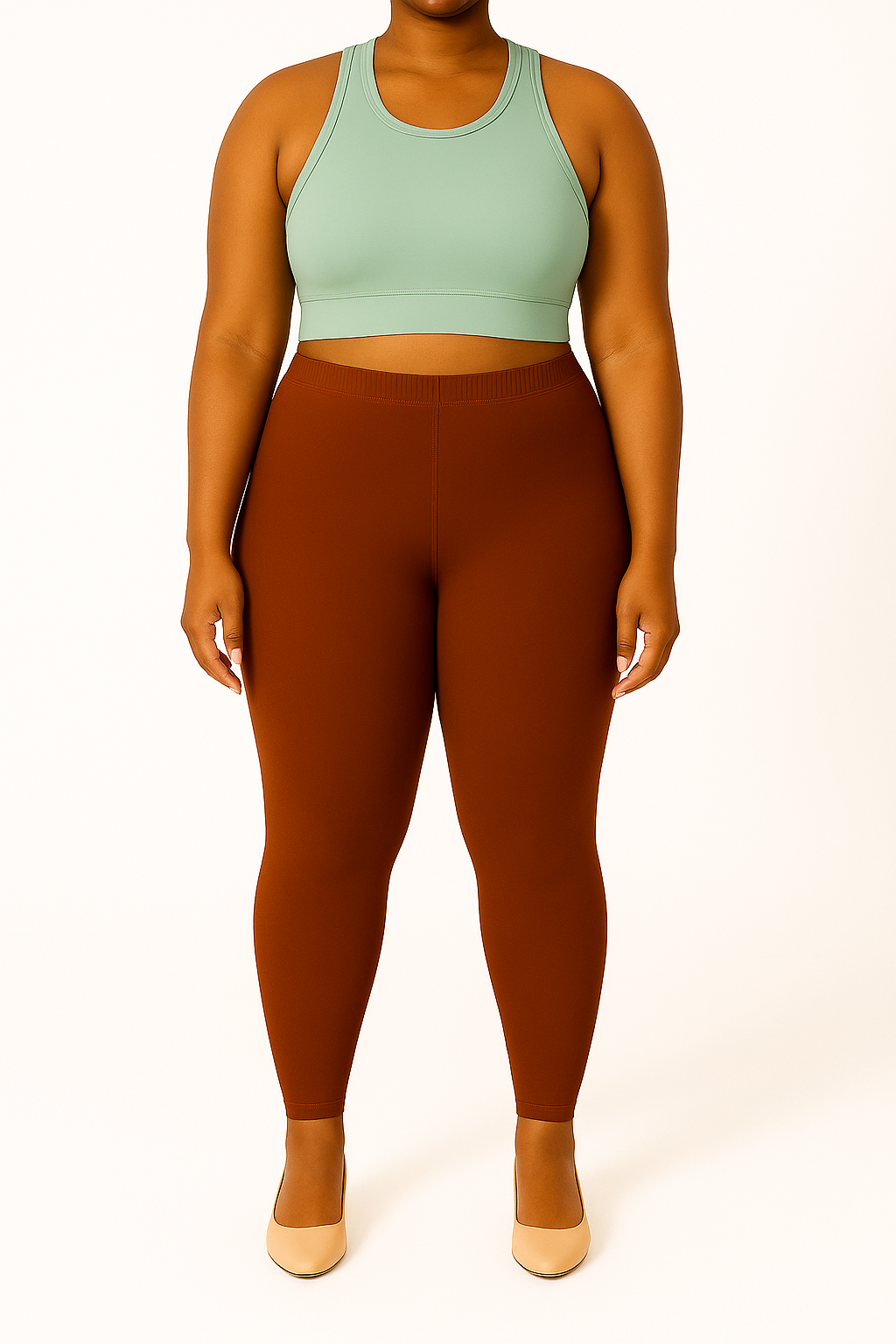 Mid Brown Women's Ankle Length Plus Size Stretchable Cotton Lycra Leggings