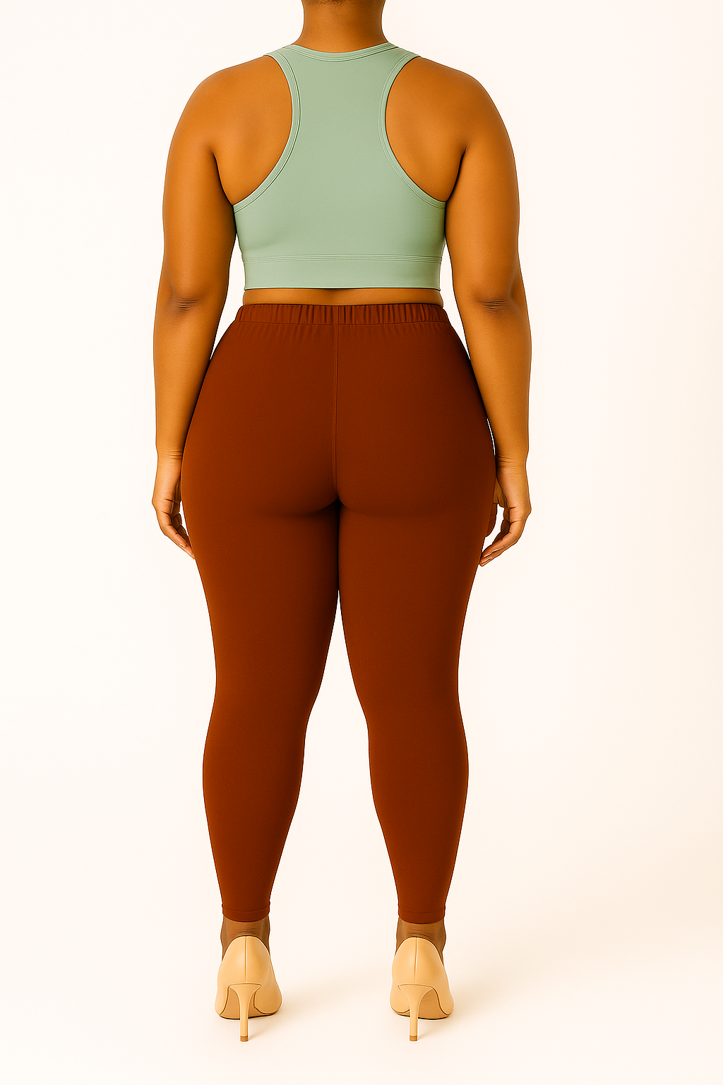 Mid Brown Women's Ankle Length Plus Size Stretchable Cotton Lycra Leggings