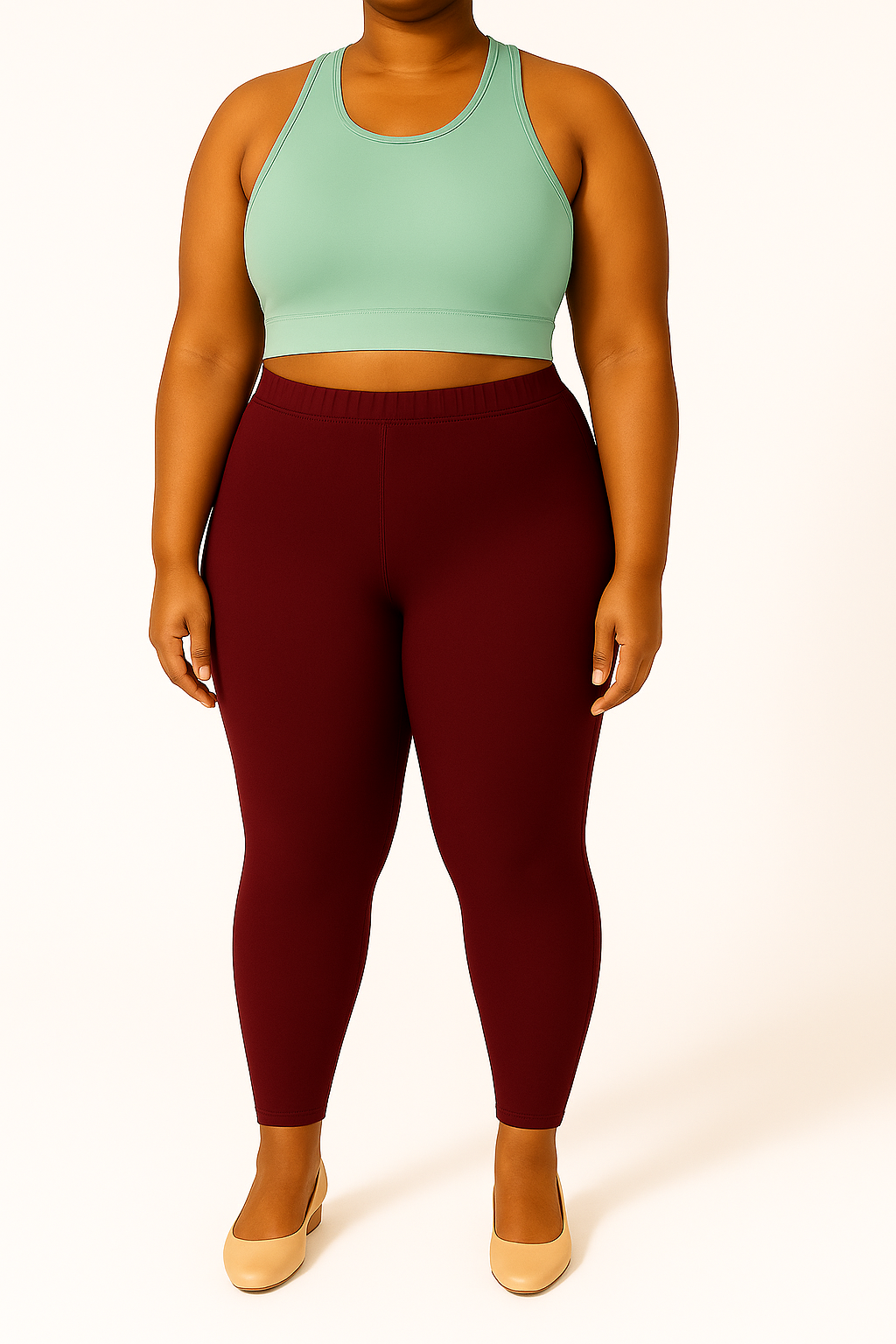 Light Maroon Women's Ankle Length Plus Size Stretchable Cotton Lycra Leggings