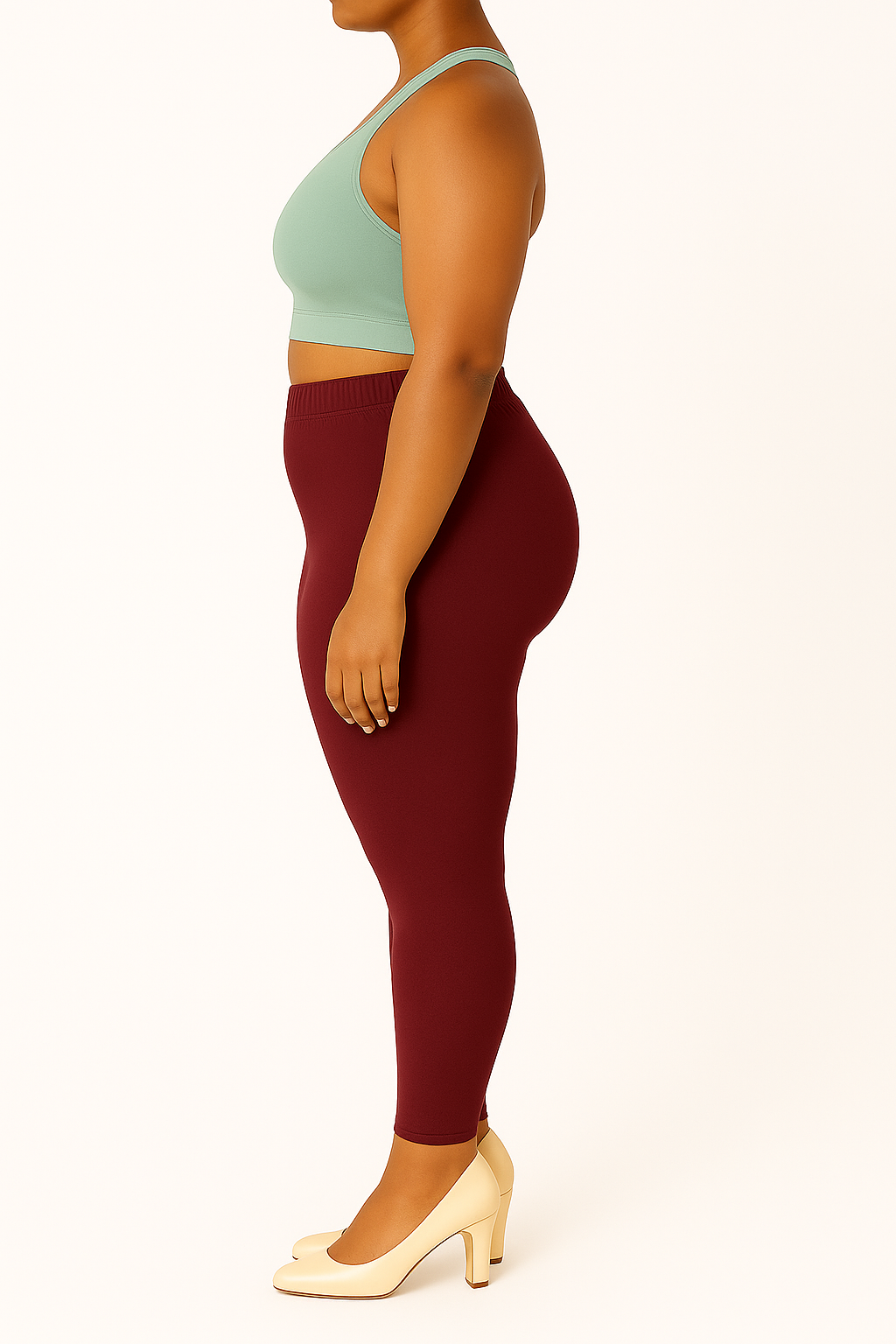 Light Maroon Women's Ankle Length Plus Size Stretchable Cotton Lycra Leggings