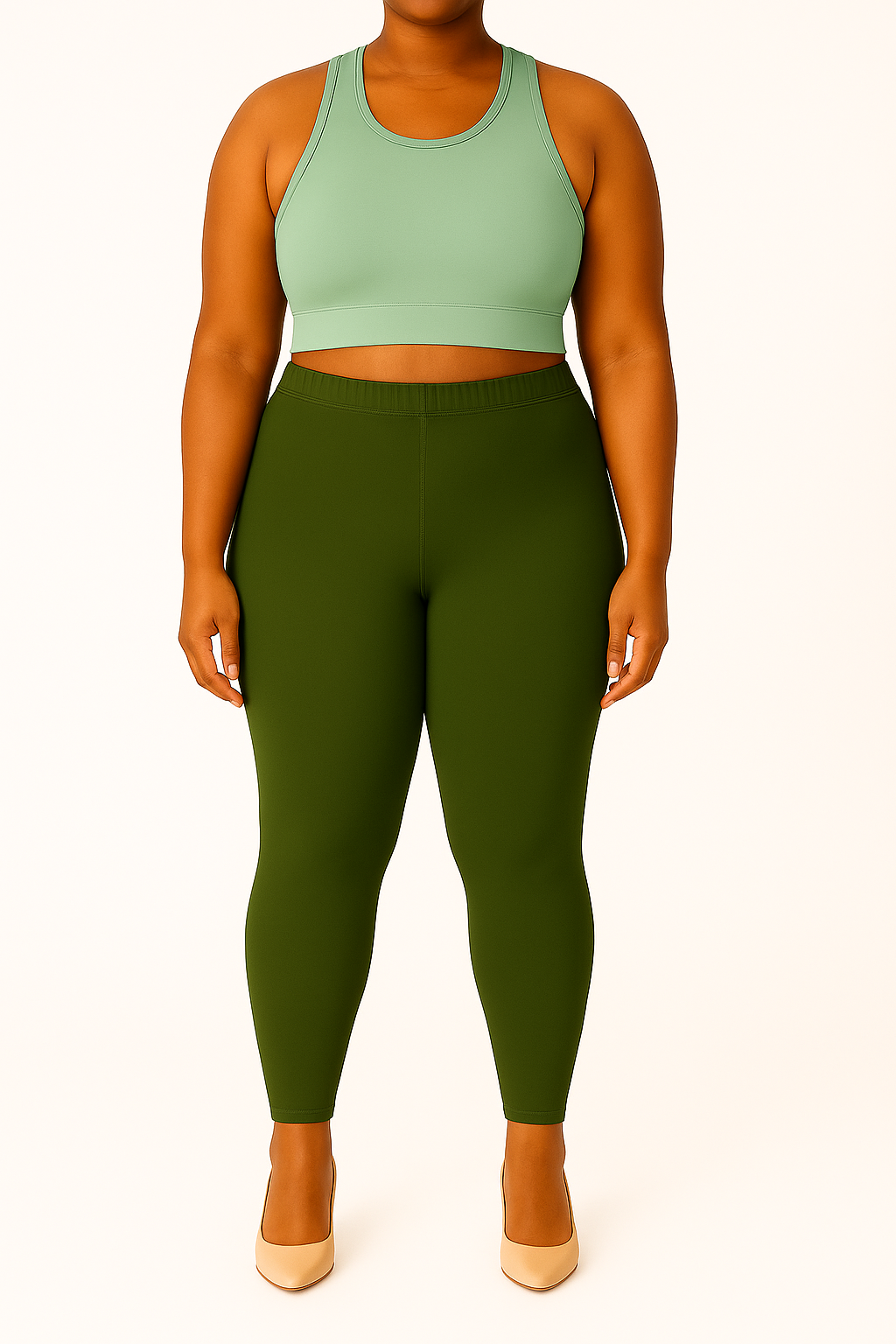 Olive Green Women's Ankle Length Plus Size Stretchable Cotton Lycra Leggings