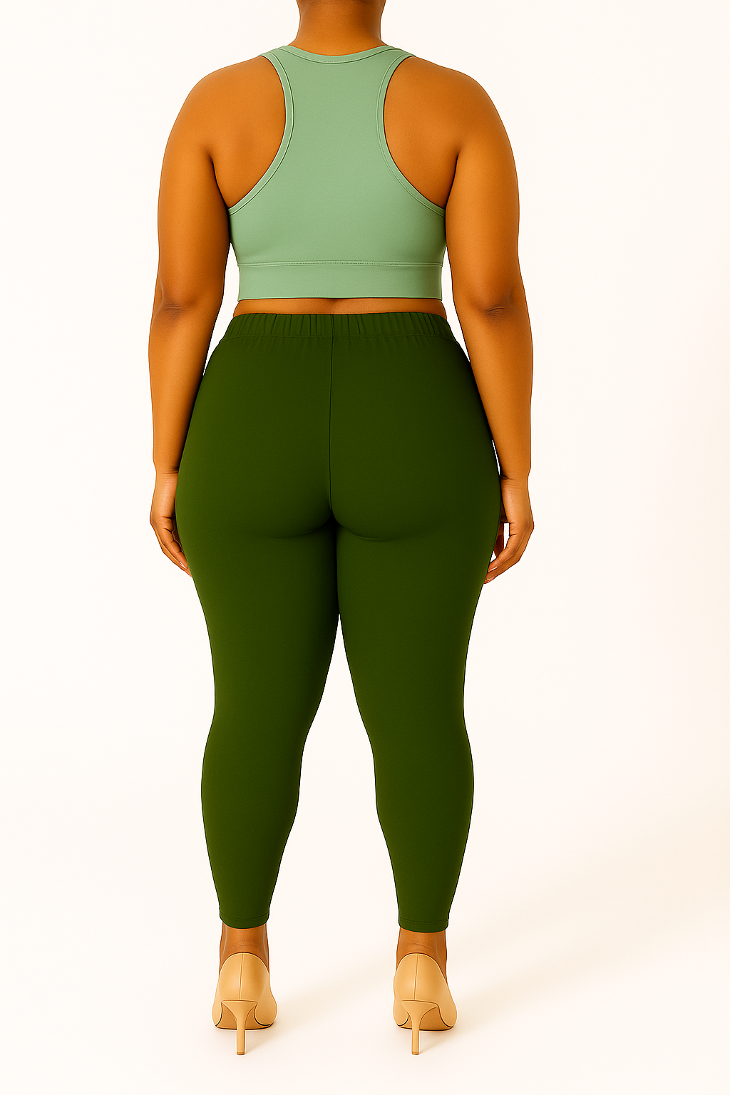 Olive Green Women's Ankle Length Plus Size Stretchable Cotton Lycra Leggings