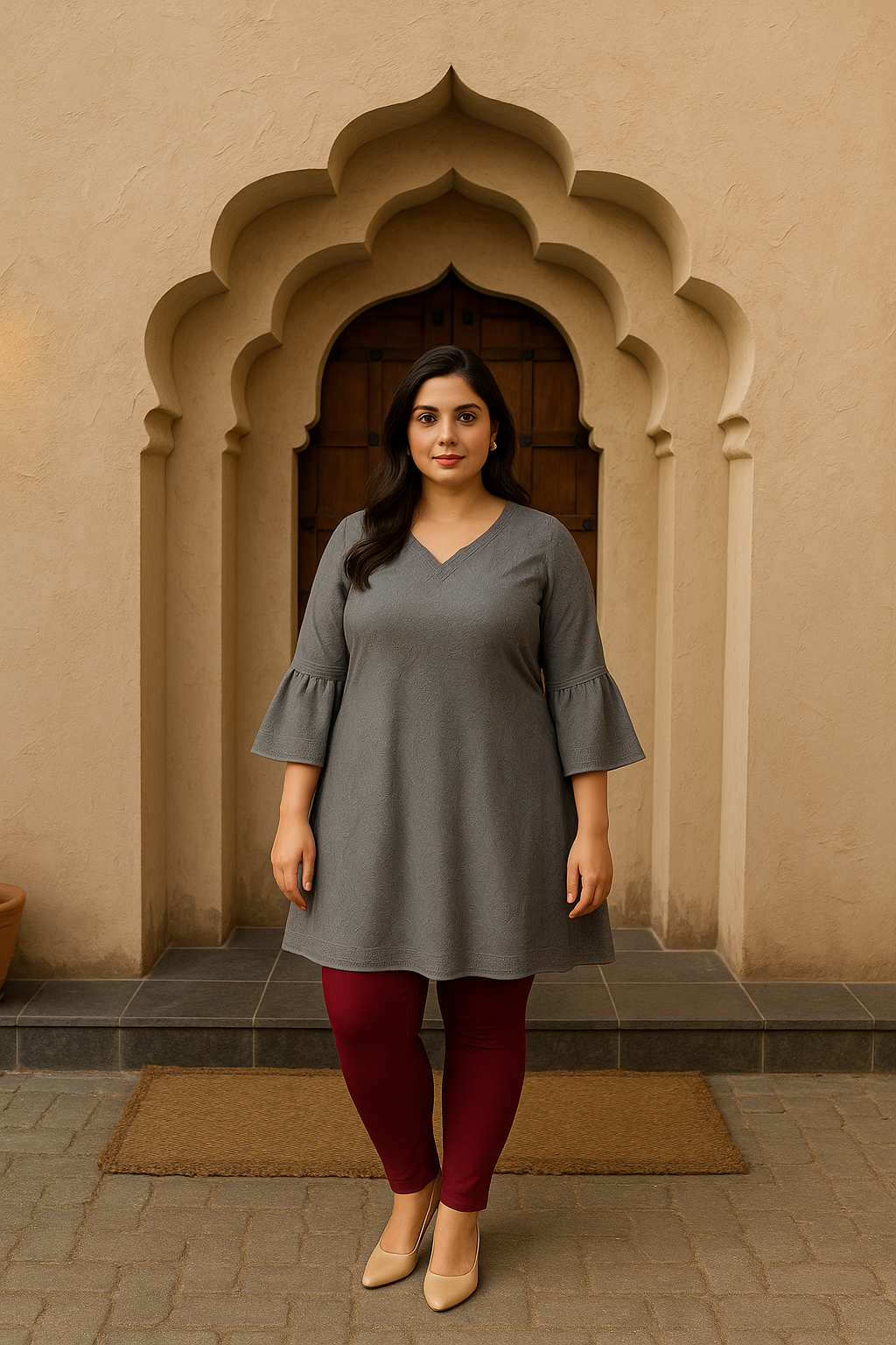 Maroon Women's Ankle Length Plus Size Stretchable Cotton Lycra Leggings