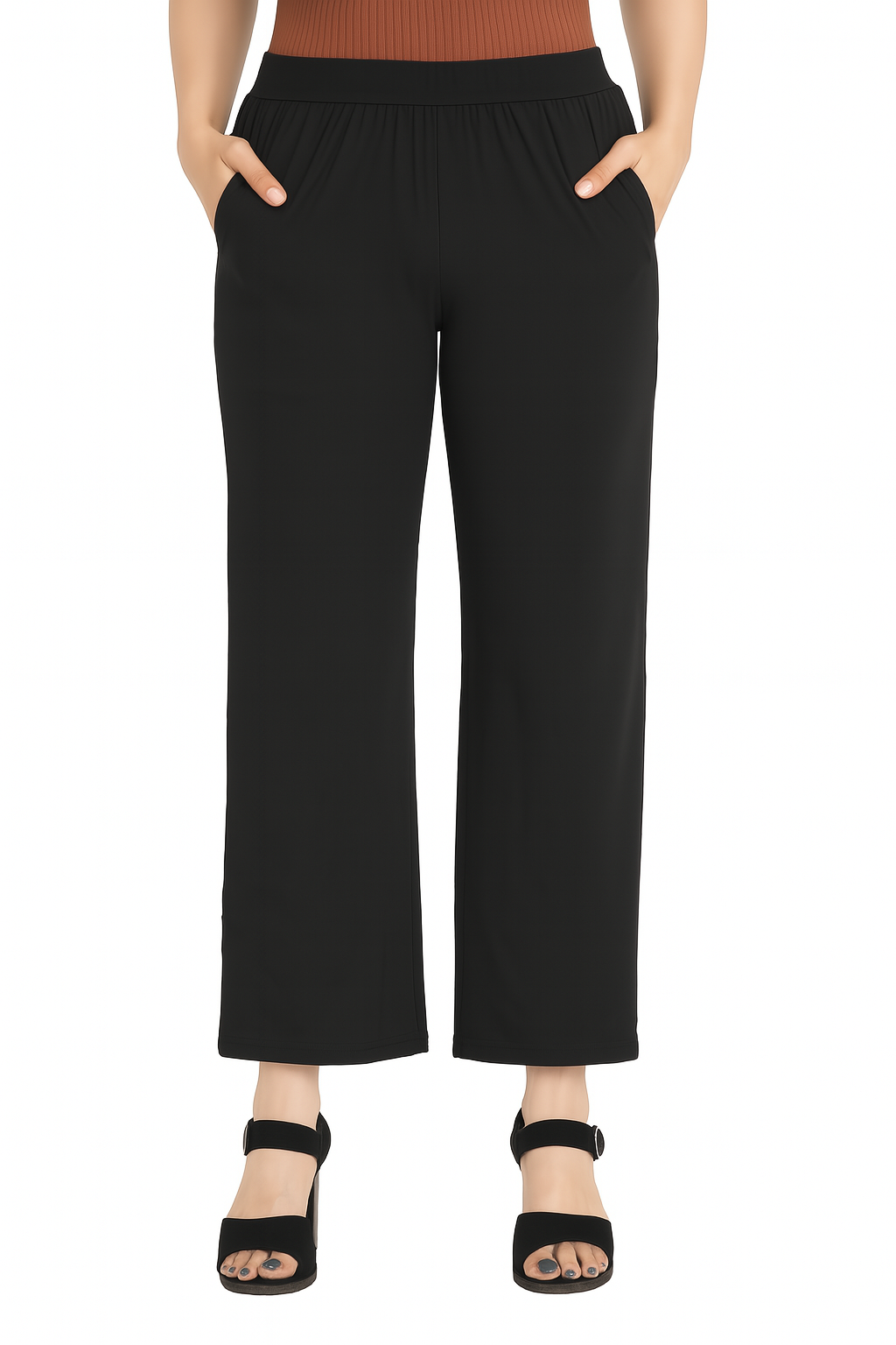 Black Women's Solid Relaxed Fit Pant