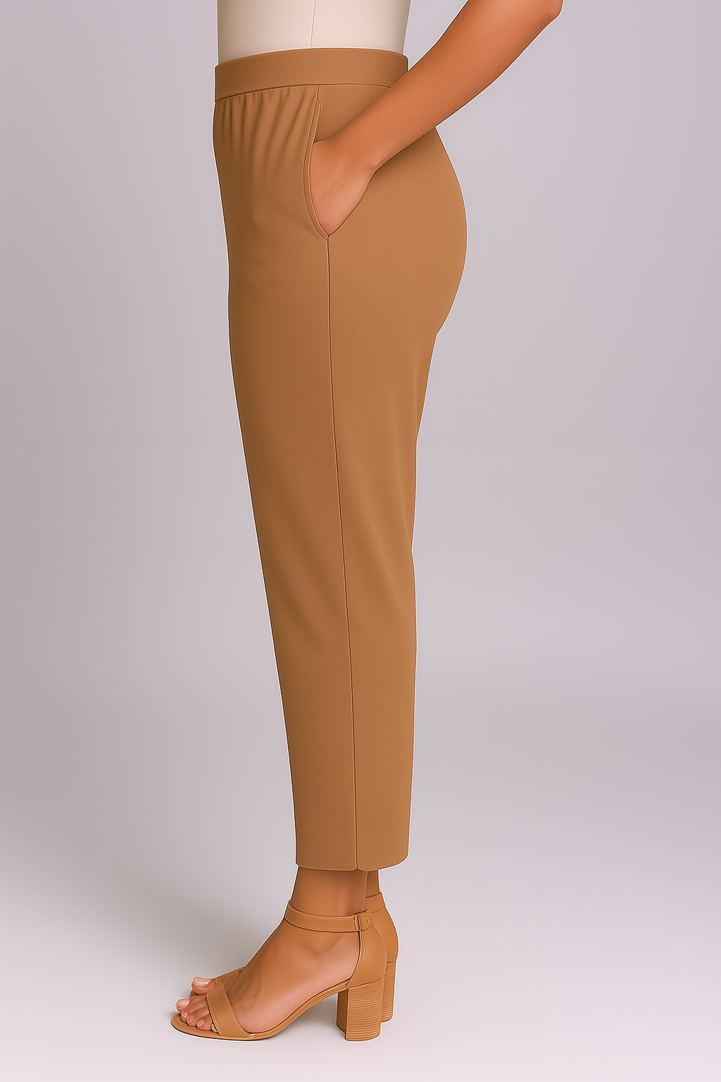 Indian Tan Women's Solid Cotton Lycra Kurti Pant
