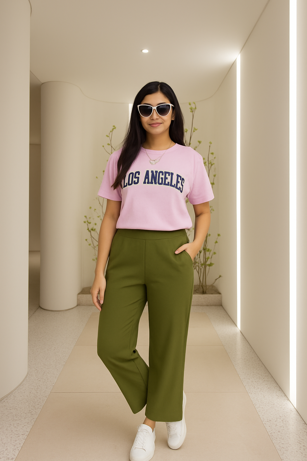 Mehendi Women's Solid Relaxed Fit Pant`