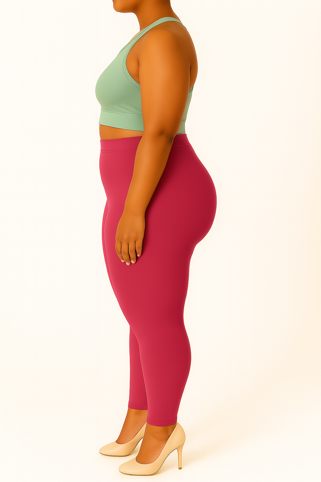 Bright Pink Women's Ankle Length Plus Size Stretchable Cotton Lycra Leggings