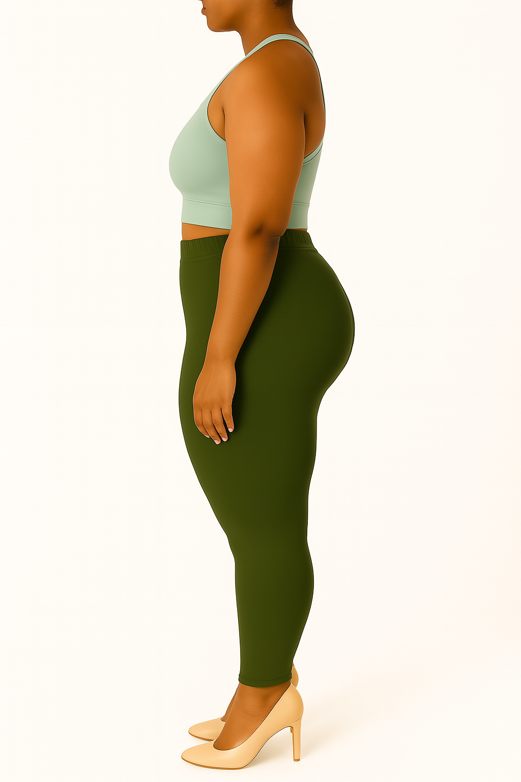 Olive Green Women's Ankle Length Plus Size Stretchable Cotton Lycra Leggings