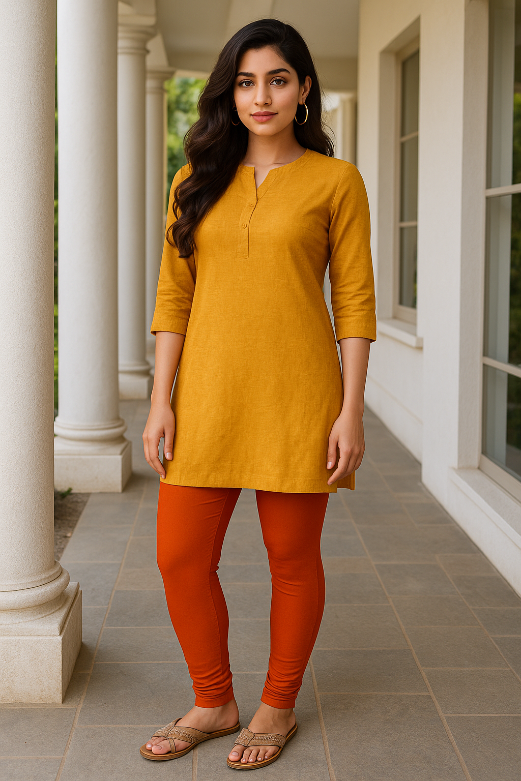 Apricot Women's Solid Churidar Stretchable Cotton Blend Legging