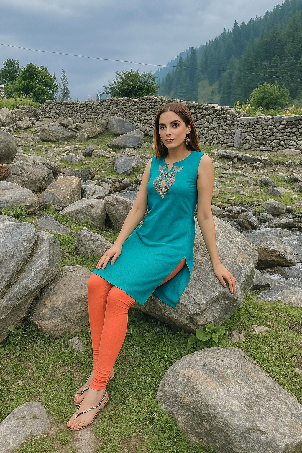 Coral Women's Solid Churidar Stretchable Cotton Blend Legging