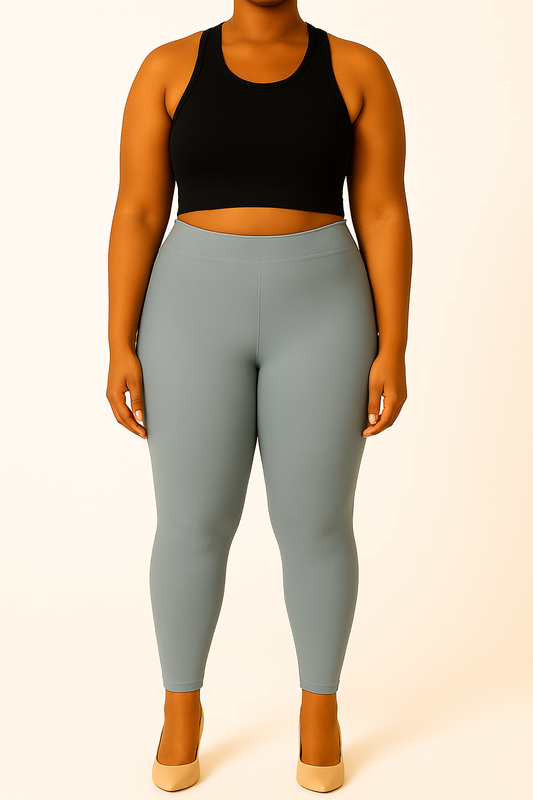 Grey Women's Ankle Length Plus Size Stretchable Cotton Lycra Leggings