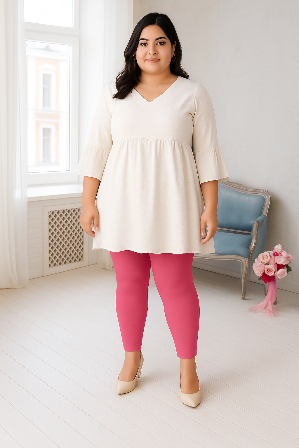 BT Pink Women's Ankle Length Plus Size Stretchable Cotton Lycra Leggings