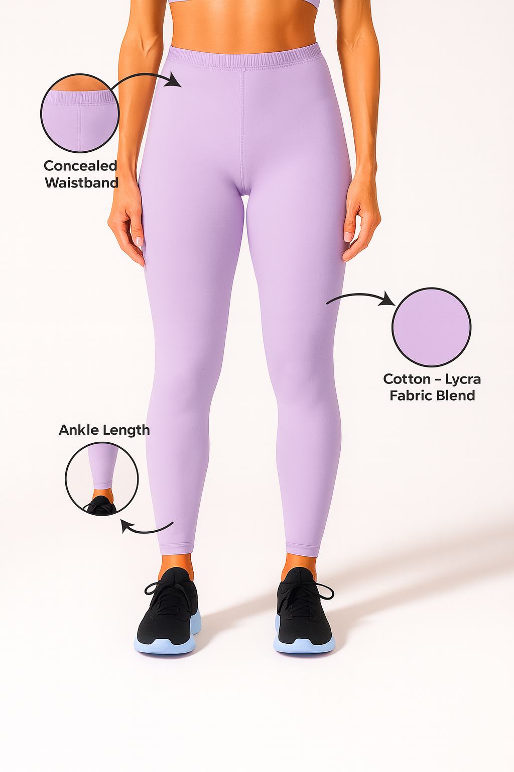 Lavendar Women's Cotton Lycra Solid Straight Pant