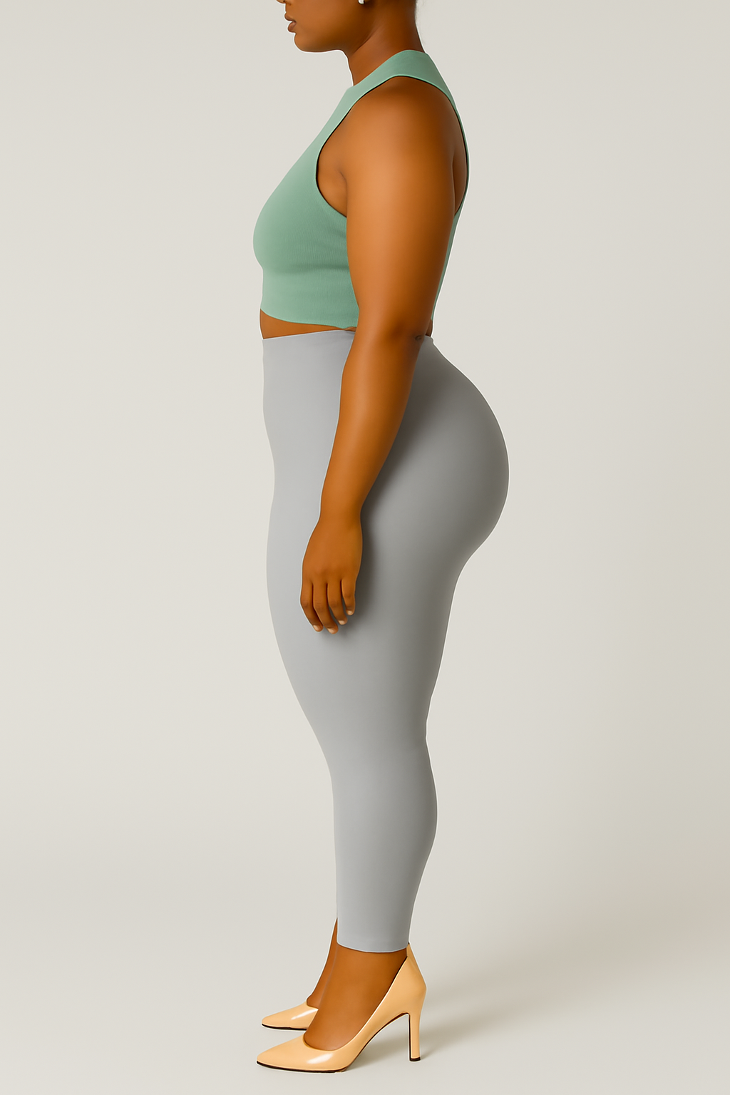 Grey Women's Ankle Length Plus Size Stretchable Cotton Lycra Leggings