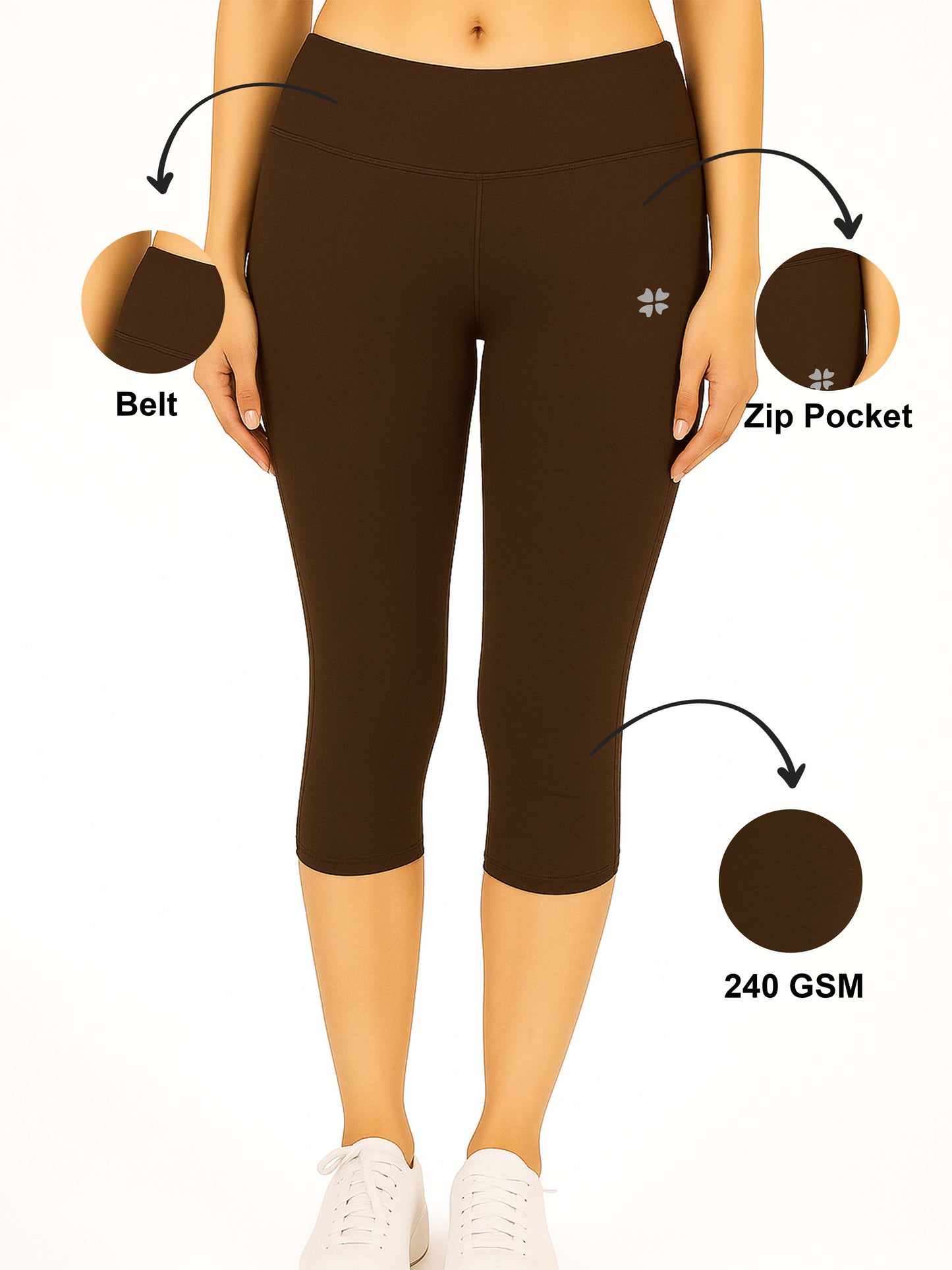Dark Brown Women's Solid Capri pant