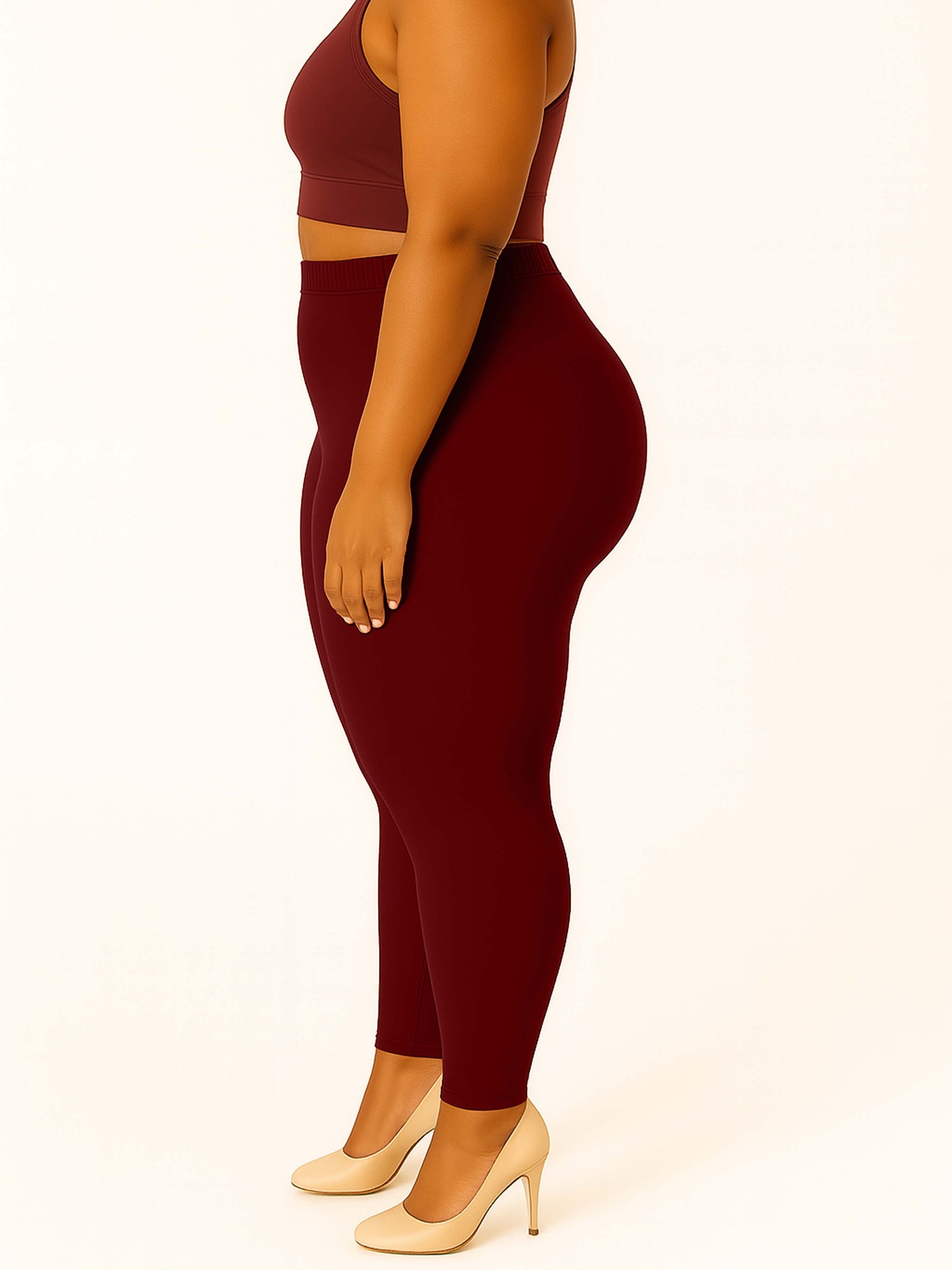 Dark Maroon Women's Ankle Length Plus Size Stretchable Cotton Lycra Leggings