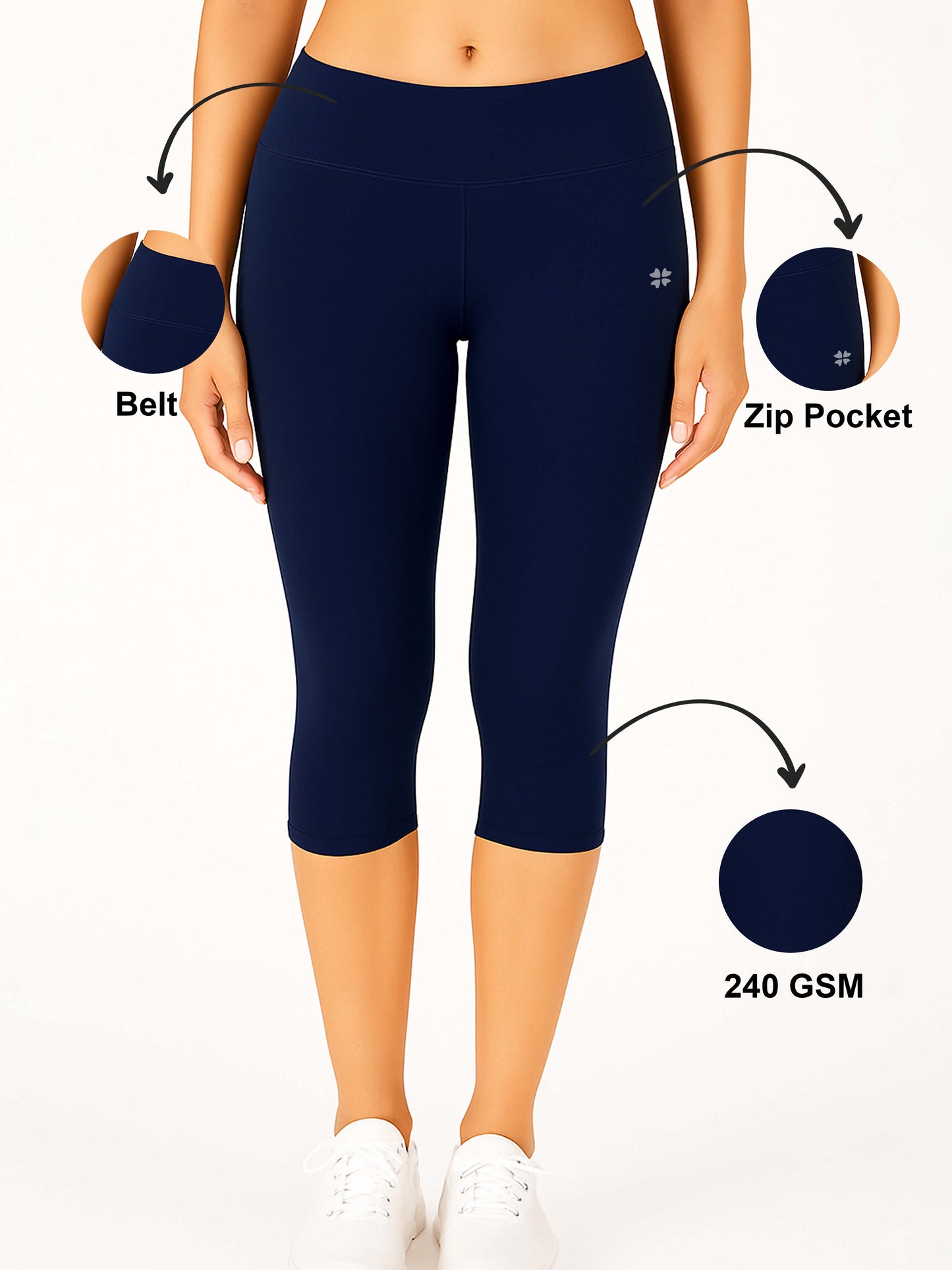 Denim Blue Women's Solid Capri pant