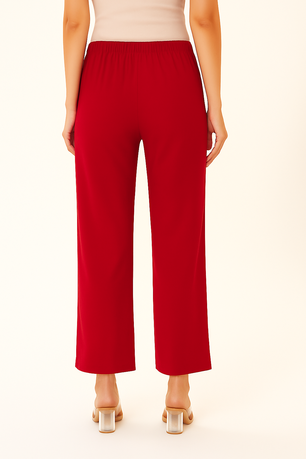 Red Women's Solid Regular Fit Flare Kurti Pant