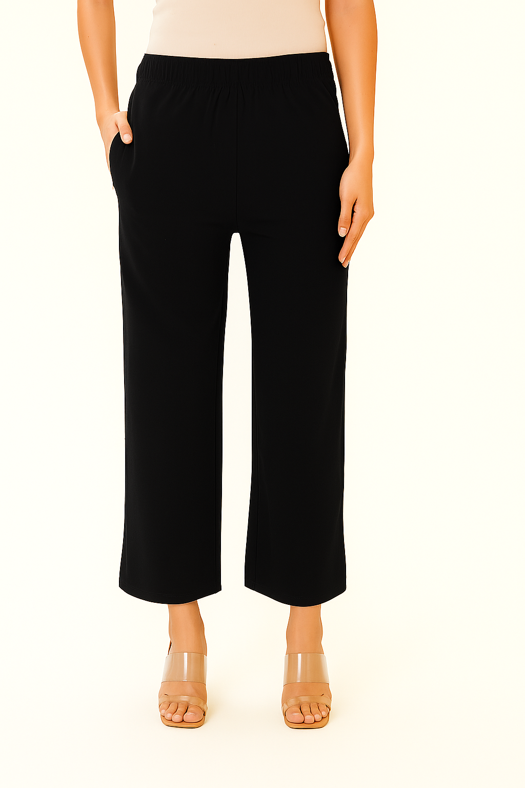 Black Women's Solid Regular Fit Flare Kurti Pant