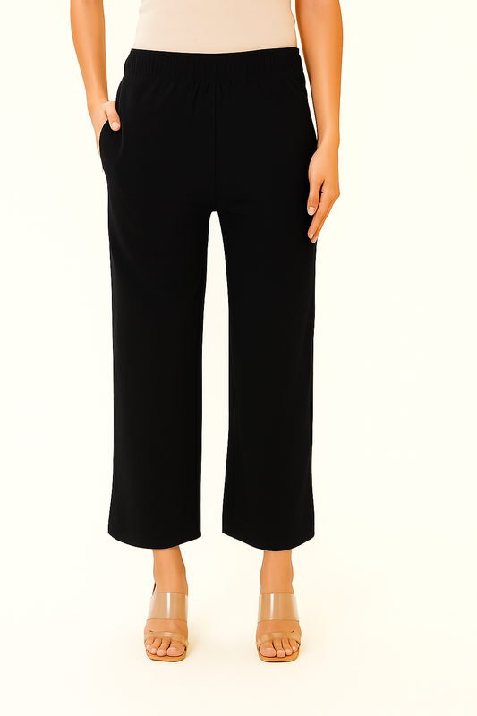 Black Women's Solid Regular Fit Flare Kurti Pant