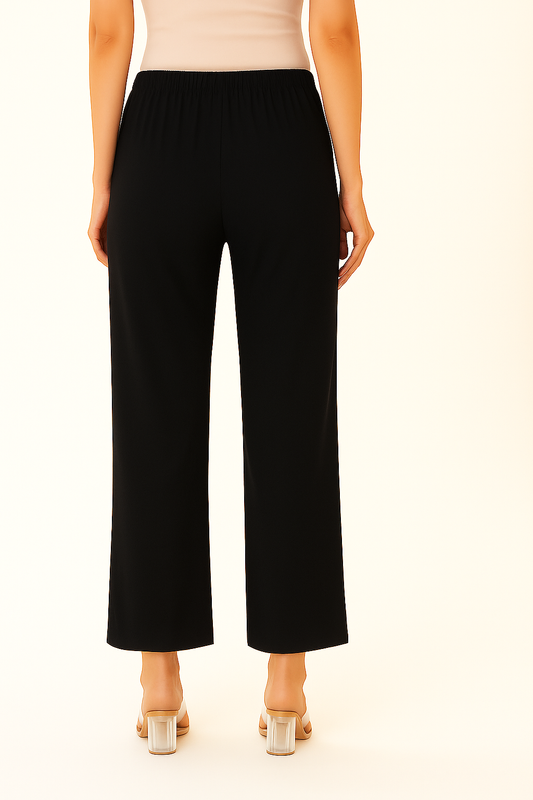 Black Women's Solid Regular Fit Flare Kurti Pant