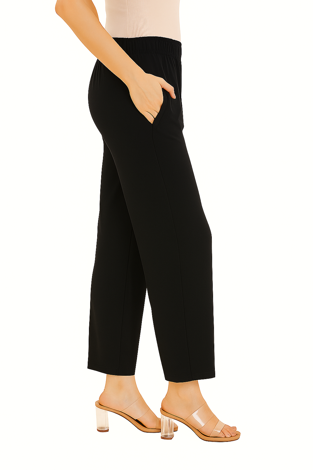 Black Women's Solid Regular Fit Flare Kurti Pant