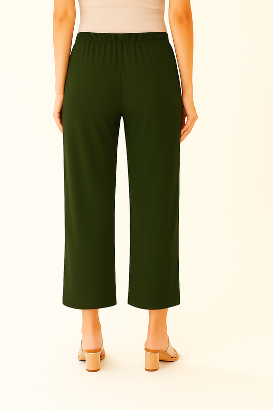 DK Olive Women's Solid Regular Fit Flare Kurti Pant