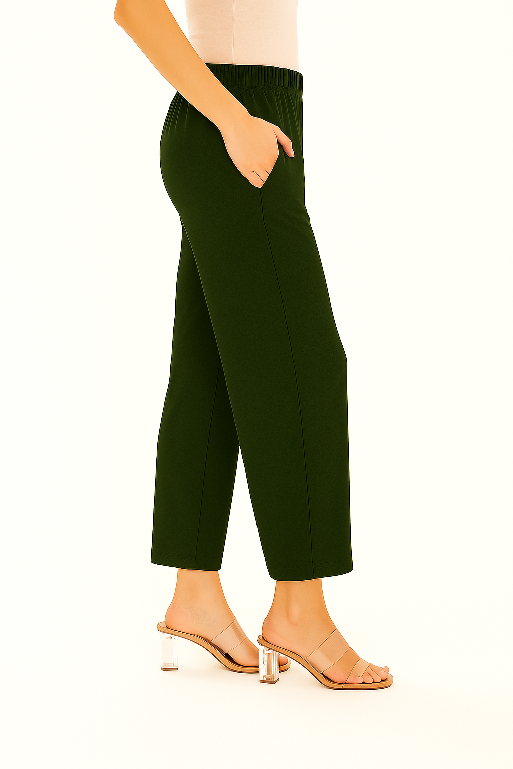 DK Olive Women's Solid Regular Fit Flare Kurti Pant