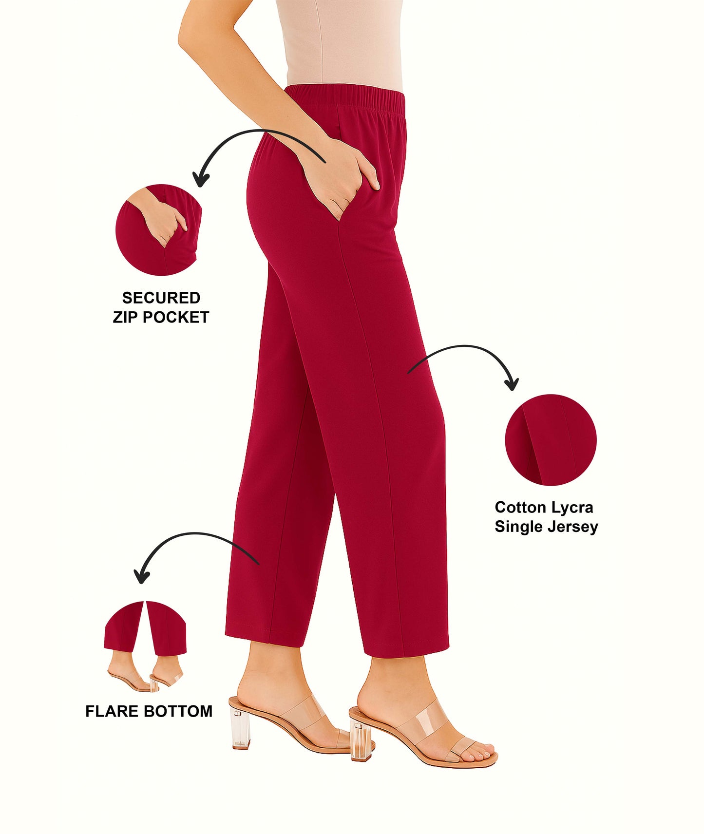 Rani Women's Solid Regular Fit Flare Kurti Pant