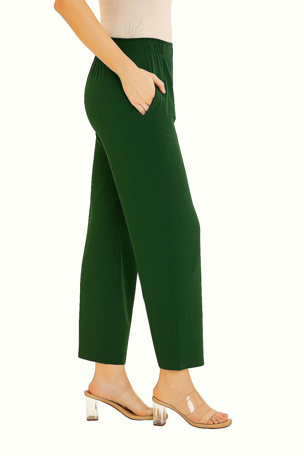 Rama Green Women's Solid Regular Fit Flare Kurti Pant