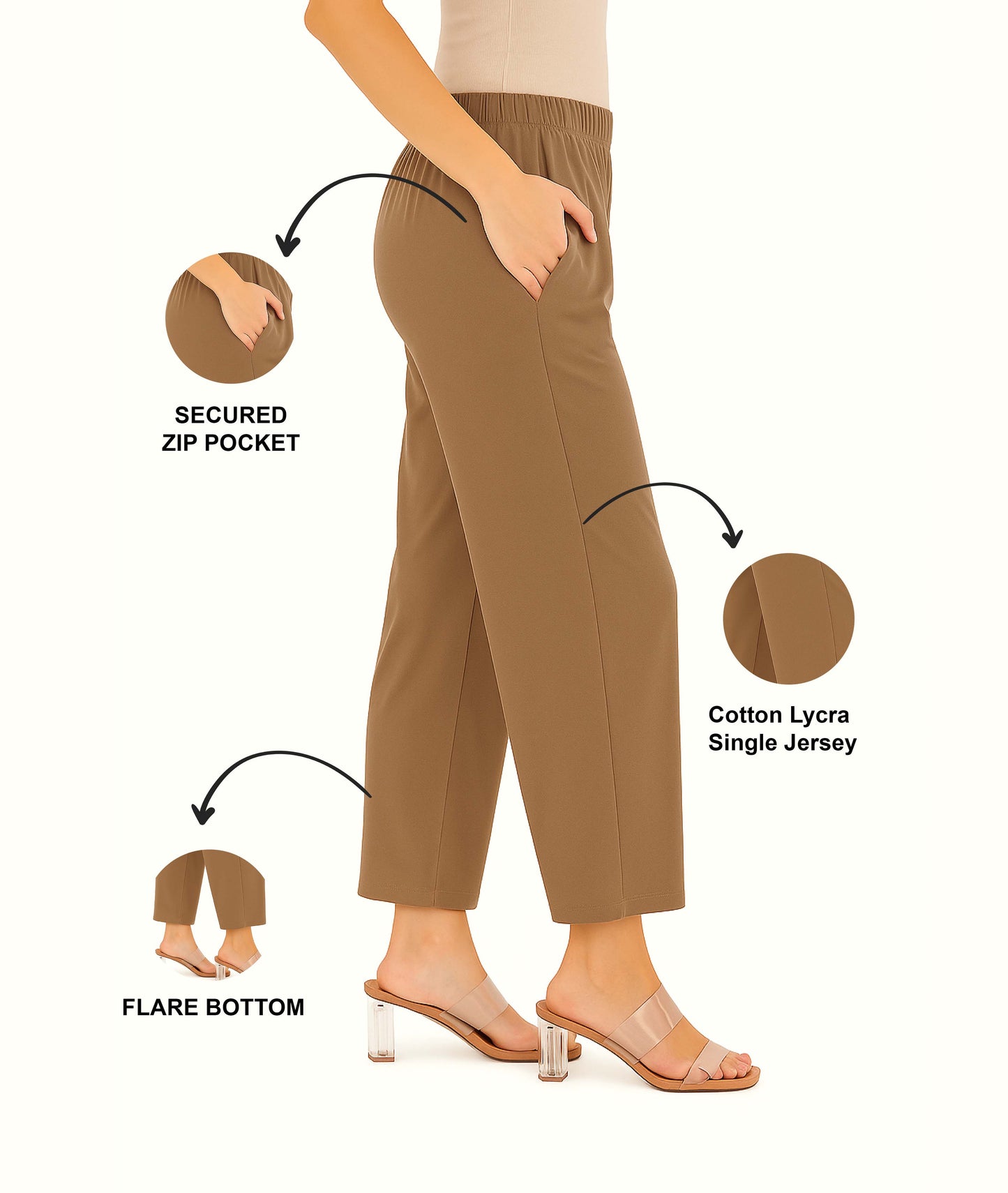 Biscuit Women's Solid Regular Fit Flare Kurti Pant