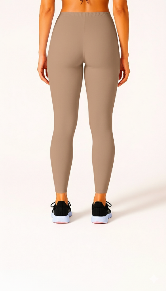 Light Brown Women's Cotton Lycra Solid Straight Pant