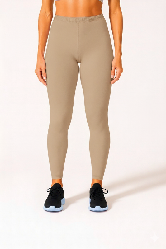 Light Brown Women's Cotton Lycra Solid Straight Pant