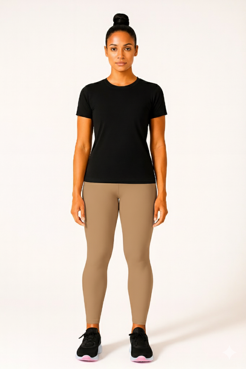 Light Brown Women's Cotton Lycra Solid Straight Pant