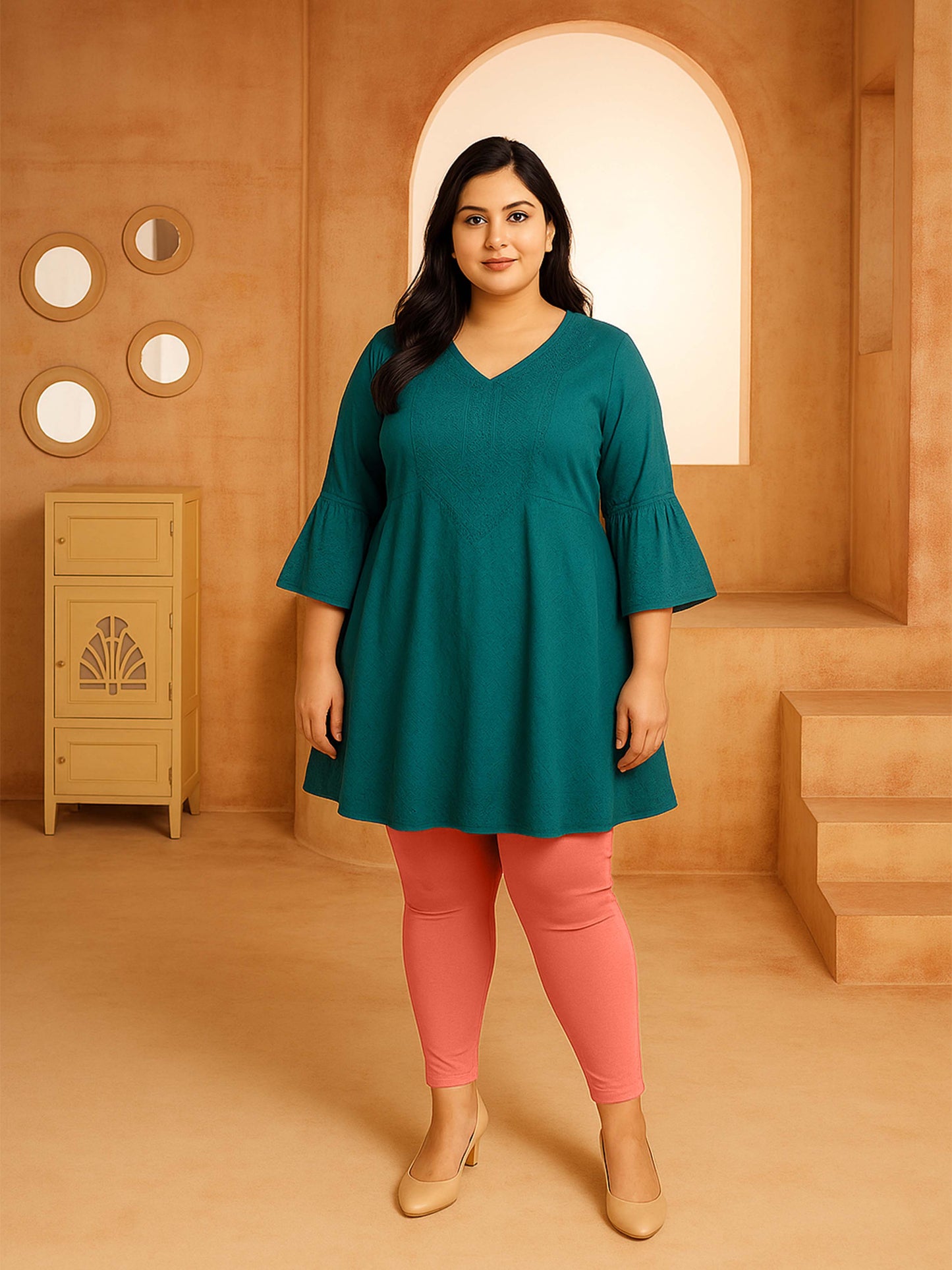 Light Cherry Women's Ankle Length Plus Size Stretchable Cotton Lycra Leggings