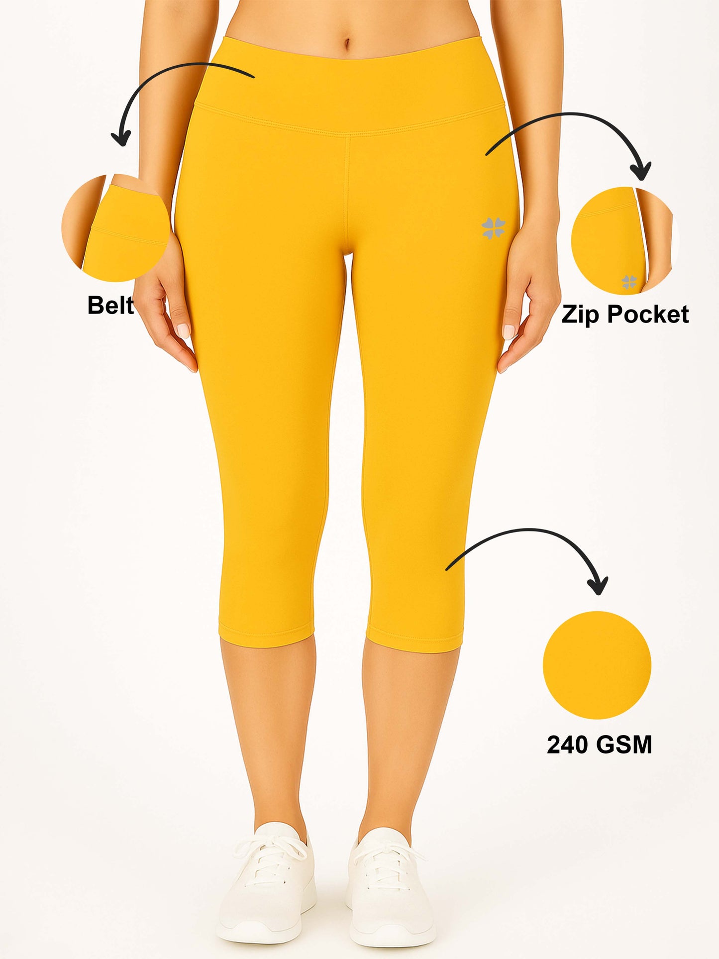 Light Mustard Women's Solid Capri pant