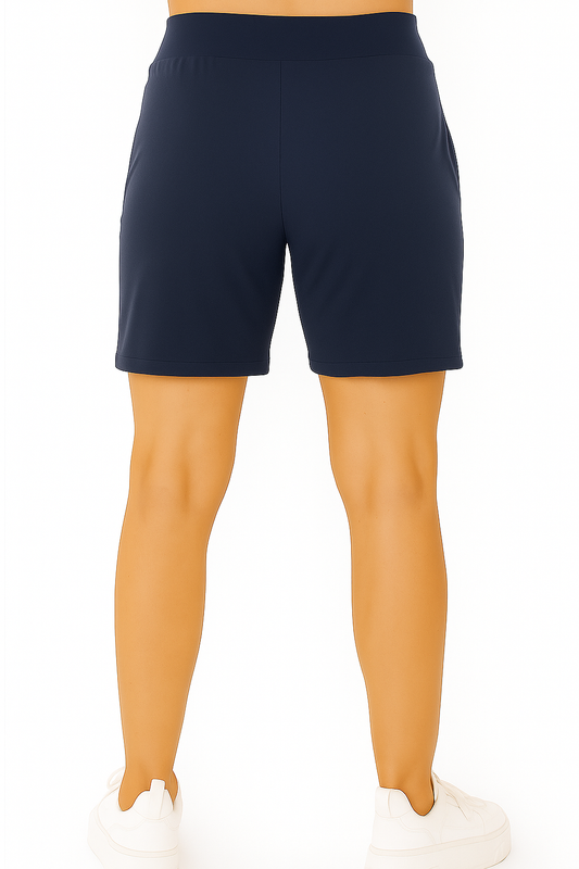 Navy Women's Solid Regular Fit Lycra Shorts