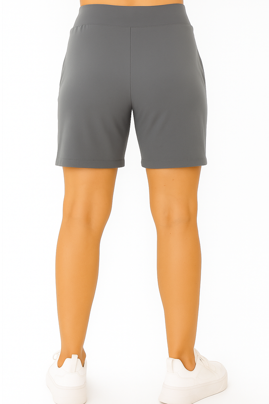 Steel Grey Women's Solid Regular Fit Lycra Shorts