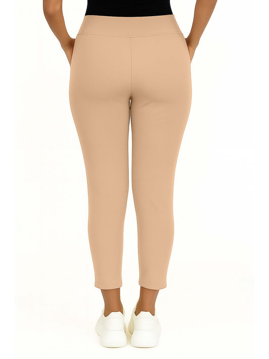 Beige Women's Solid Elasticated Lounger Pant