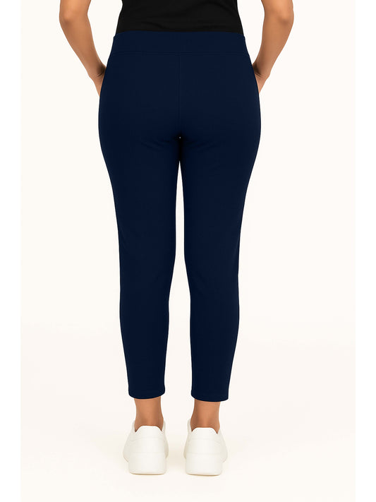 Navy Women's Solid Elasticated Lounger Pant