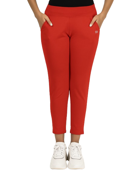 Red Women's Solid Elasticated Lounger Pant