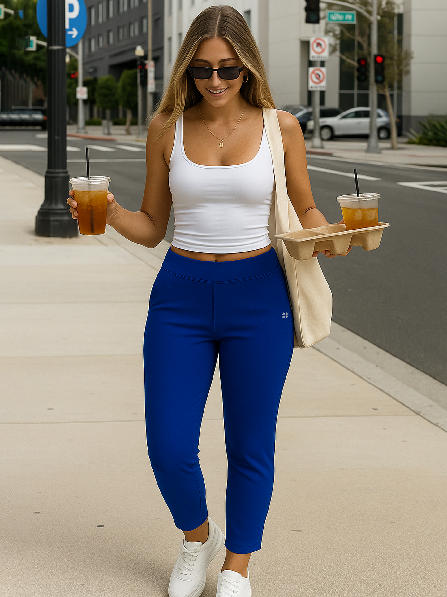 Royal Blue Women's Solid Elasticated Lounger Pant
