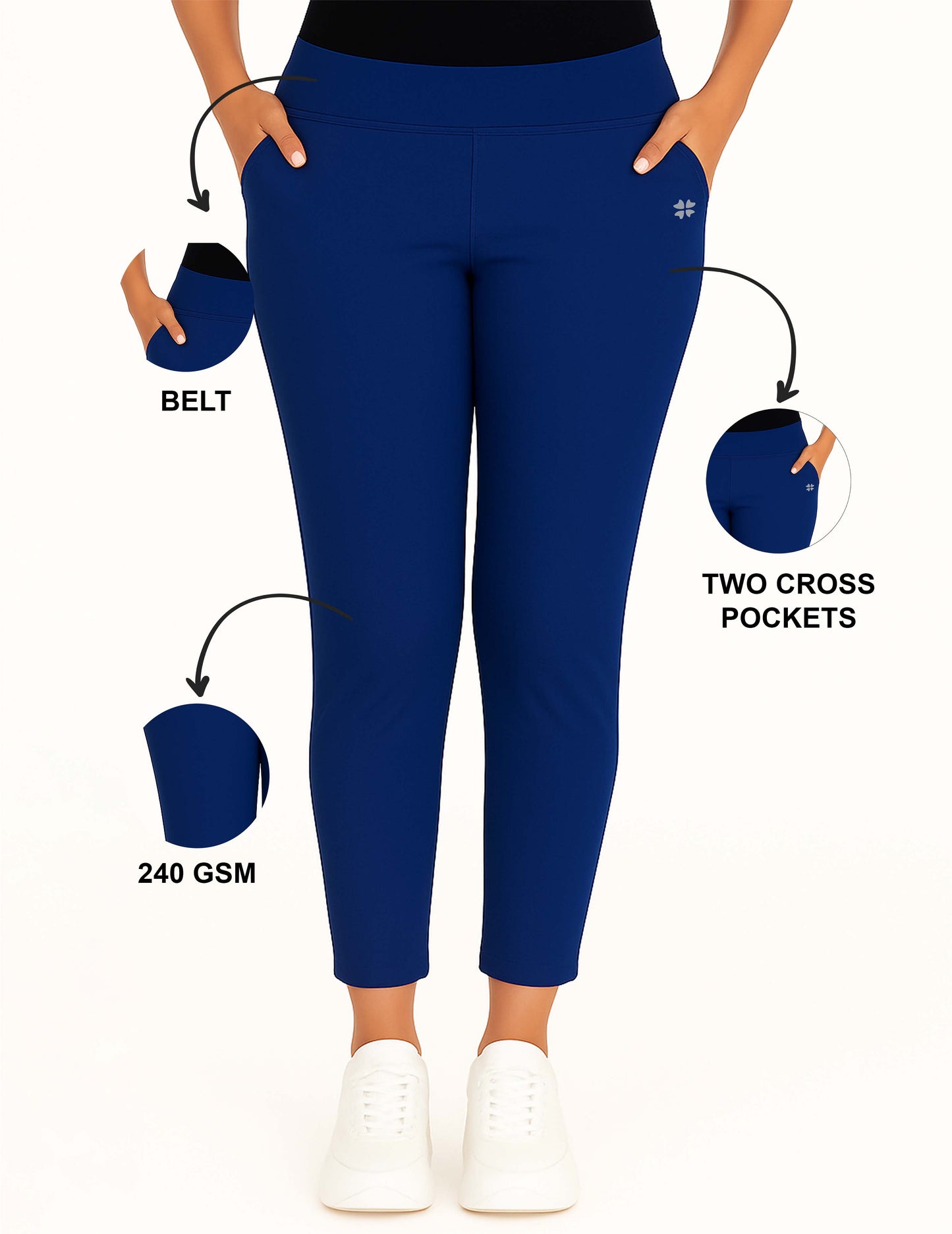 Royal Blue Women's Solid Elasticated Lounger Pant