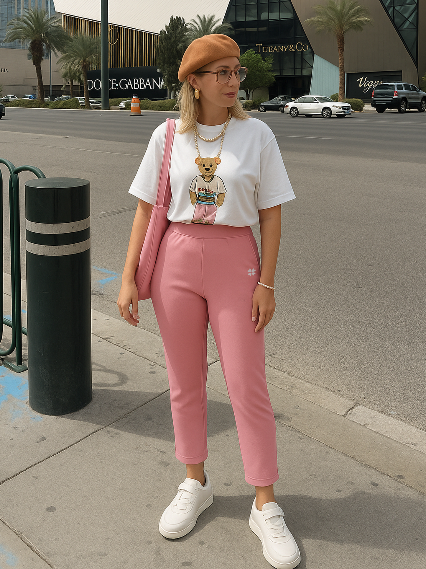 Rose Pink Women's Solid Elasticated Lounger Pant